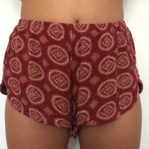 red wavy brandy melville shorts.